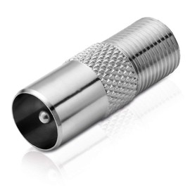 conecto F Female to IEC Coax Male Aerial Adapter Between F Connector for Satellite Cable and IEC Male for BK and DVB-T (Pack of 2)