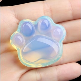 YATOJUZI 1.5" Opal Opalite Cat Crystals and Healing Stones Moonstone Crystal Worry Stones for Anxiety Relief Items Gemstones Stress Relief Loss of Cat Sympathy Gifts for Women Cat Lovers