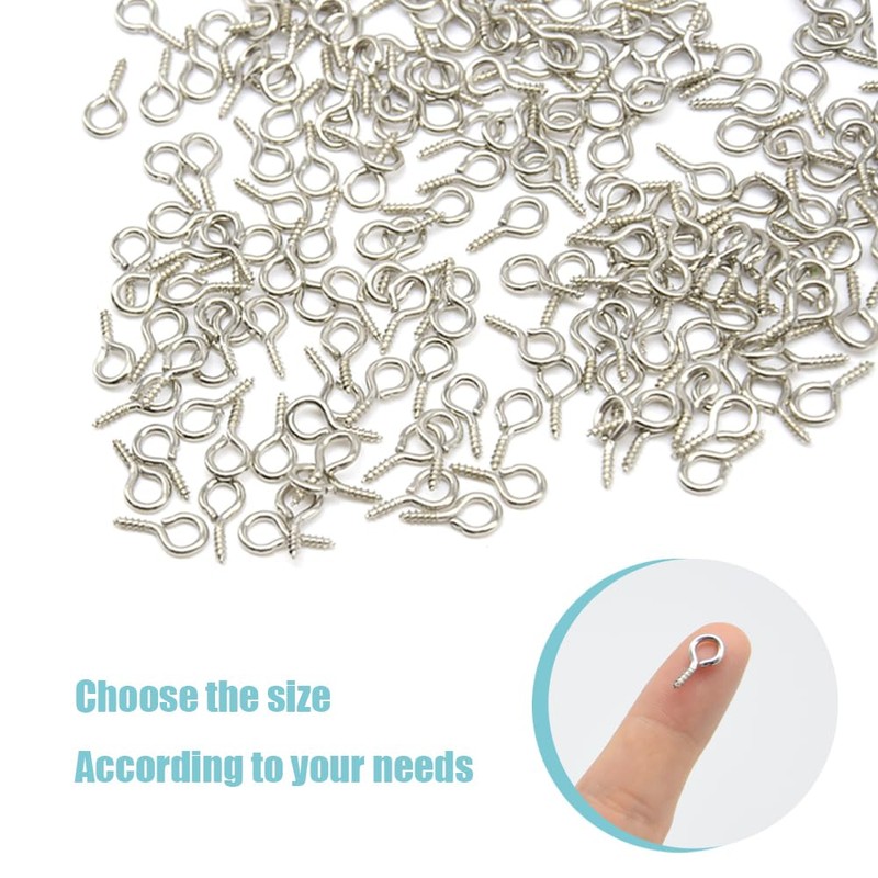 Hocansen 300 Pieces Eye Pins 13x6mm Small Screw Eye pins