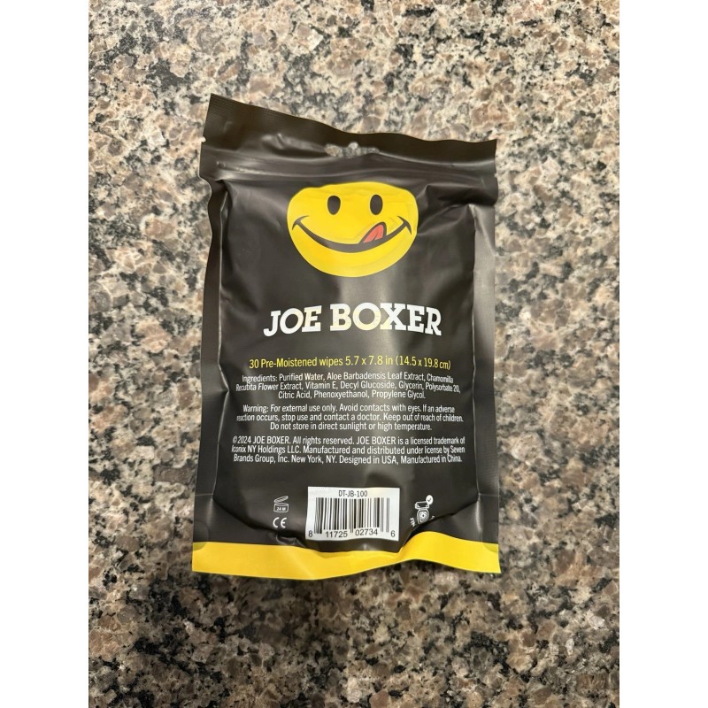 Joe Boxer Flushable Cleansing Wipes, 30 Individually Wrapped Travel TSA