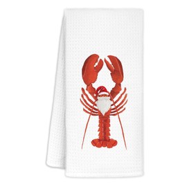 CIOJUNE Red Lobster Santa Christmas Kitchen Towels, Lobster Gifts for Women, Lobster Nature Kitchen Decorative Towels, Lobster Decor, Lobster Beach Towels 16×24 in