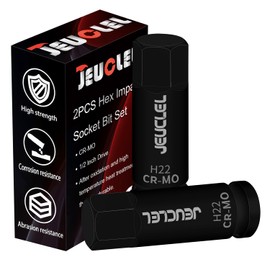 JEUCLEL 2Pcs 22mm Hex Impact Bit Socket, H22 1/2-Inch Impact Drive Allen Socket, Cr-Mo Steel Lengthen Hex Screwdriver Adapter for Electric Ratchet Wrenches Fastening Screws