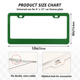 Qilmy License Plate Frames,Pure Plain Dark Green License Plate Covers, 2 Packs Universal Aluminum Tag Frame for Front and Rear Car Tags137