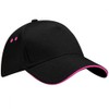 Beechfield B15C Baseball Cap, Black & Fuchsia, One Size