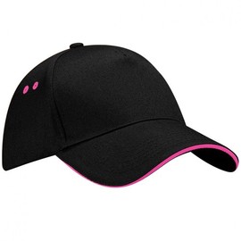 Beechfield B15C Baseball Cap, Black & Fuchsia, One Size