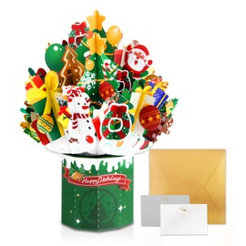 GREETING ART Pop Up Christmas Card, Paper Flower Bouquet 3D Popup Greeting Cards with Note Card & Envelope, Christmas Cards, Holiday Cards