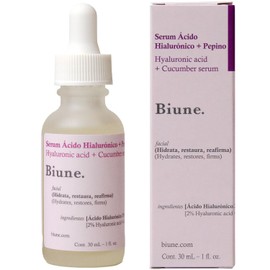 Serum Ácido Hialurónico 2% + Pepino | Rellena y Repara Líneas Finas | Hidratación +24 horas - Piel más Suave | Fórmula Ligera de Rápida Absorción para Todo tipo de Pieles | Skin Care | Biune. | 30 ml