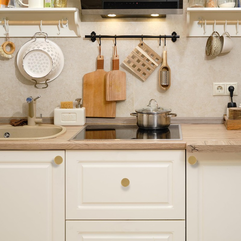 RZDEAL 1.18 Inch Round Gold Knobs for Dresser Knurled Drawer