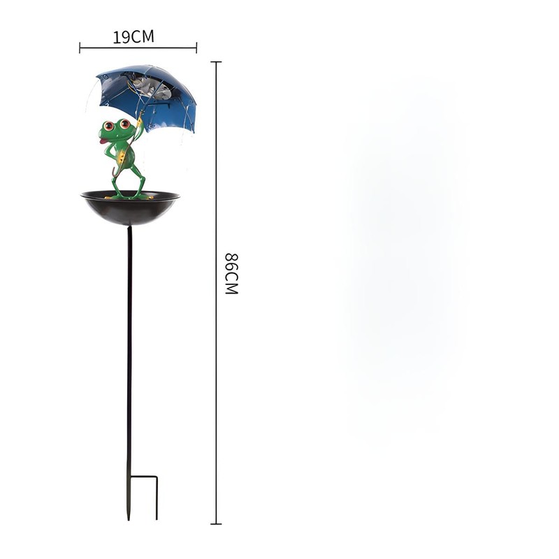 YZYOE Solar Powered Frog Holding an Umbrella Feeding Light, Garden