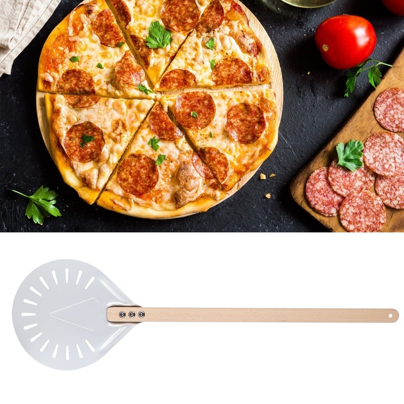 Pizza Shovel with 60cm Removable Wood Handle NonSlip Round Pizza