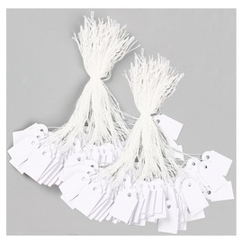 White Marking Writable Tags Display Label, CuiCanfla 200 Pcs Price Tags with String, White Paper Tag Jewelry Price Tags, White Gift Tags with String for Jewelry Gift Clothing (25x15mm)