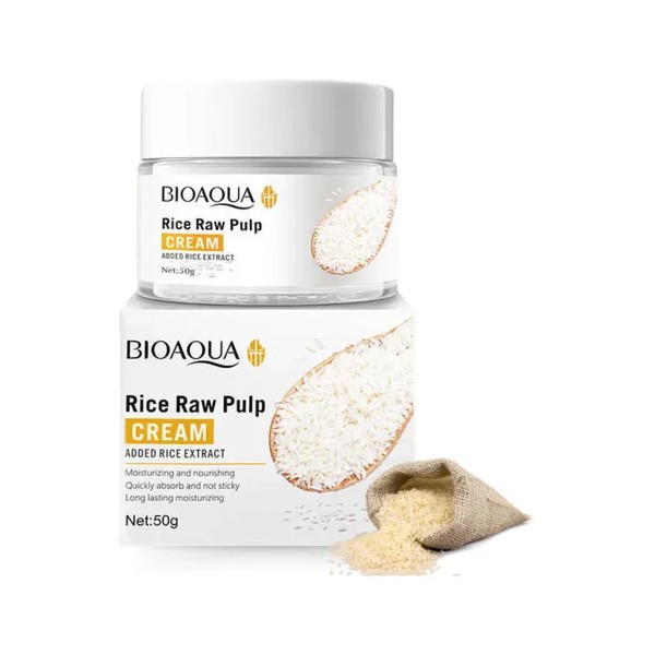 Crema Extracto Arroz Bioaqua Ácido Hialuronico Manchas Poros Todo tipo