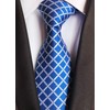Mens Repp Royal Blue White Silk Tie Checkered Diamonds Woven