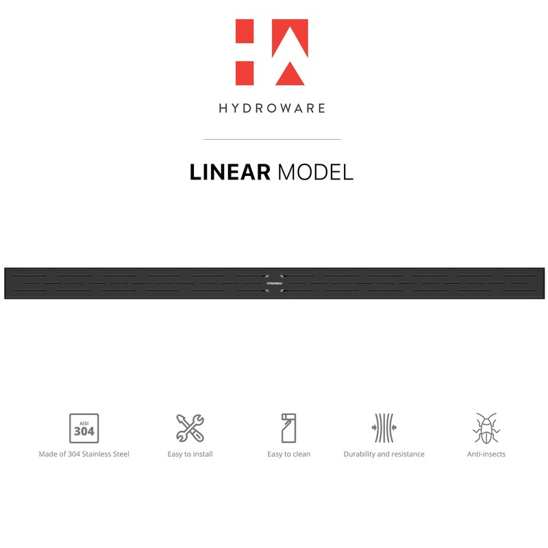 Hydroware 48 Inches Linear Shower Drain - Stainless Steel Rectangular
