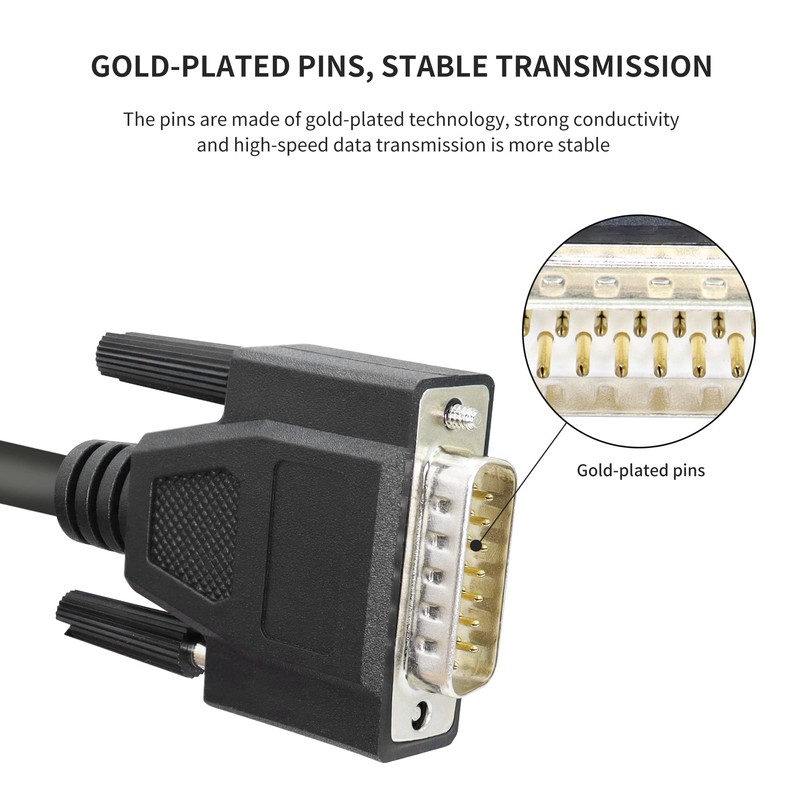 RIIEYOCA 1m Serial Cable DB15 Male to Female 15 Pin