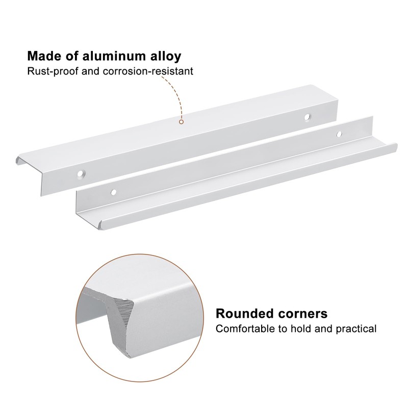sourcing map Cabinet Finger Edge Pull, 10pcs 250mm/9.84 Aluminum Alloy