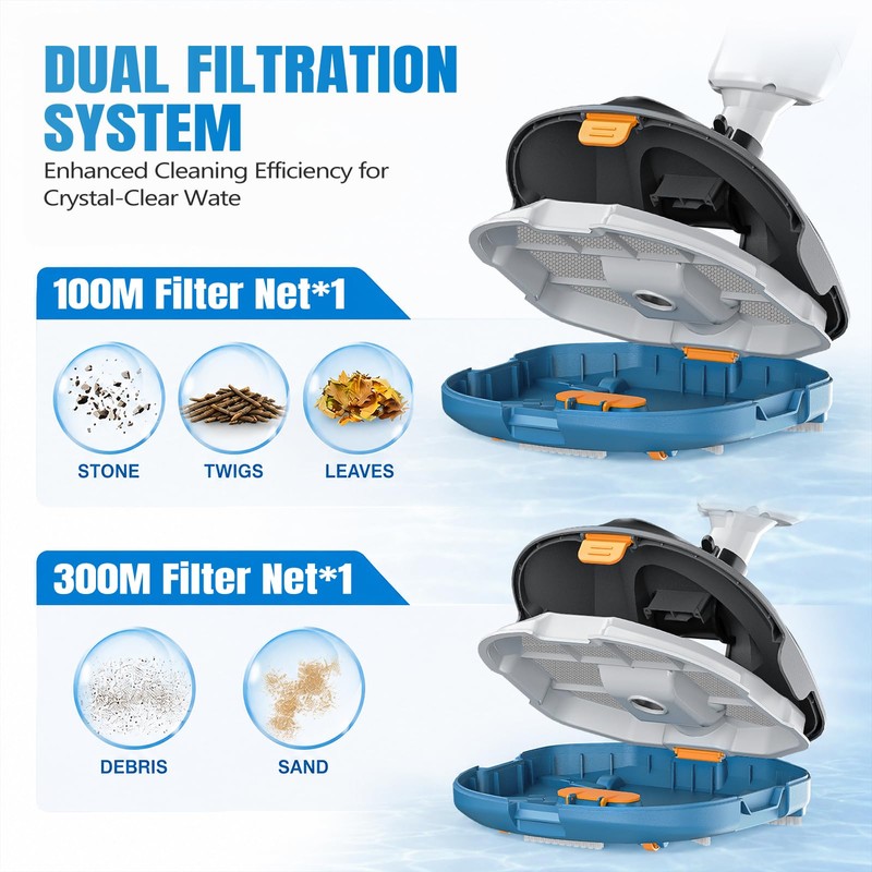 EARTHCRAFT 18.5 GPM Suction Pool Vacuum for Above Ground Pool,Hot