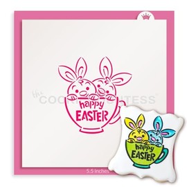 Twin Bunnies in a Teacup PYO Stencil - Drawn by Krista