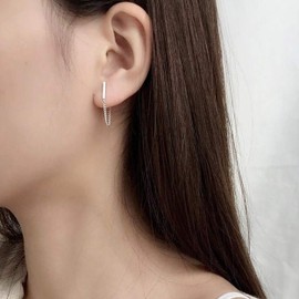 MIDEEO 14k Silver Plated Long Chain Dangle Stud Earrings for Women Minimalist Bar Earrings with Chain