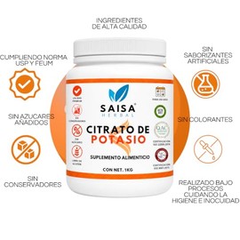 Citrato de potasio 1 Kg. 100% Puro, grado alimenticio