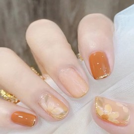 HAPVITAL 24 Pieces Popular Nail Tips, Nail Tips, Handmade Nail Tips, Glossy 3D, Japanese Style, Brides, Wedding False Nails, Nail Tips, Cute, Long, A5