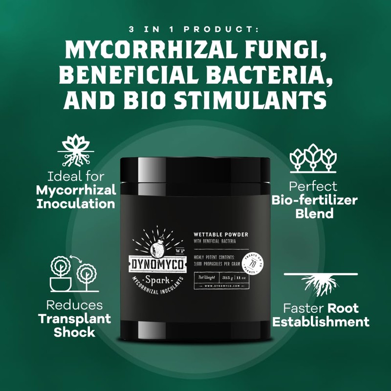 DYNOMYCO Spark WP Mycorrhizal Fungi, 11oz Wettable Powder – 3-In-1