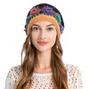 ZLYC Ladies Beanie Hat, Colorful Flower Black