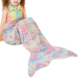 Catalonia Classy Mermaid Tail Blanket, Soft Warm Plush Fleece Sleeping Bag, Cuddly Blanket, 155 x 50 cm, Fish Scale Pattern, Cute Mermaid