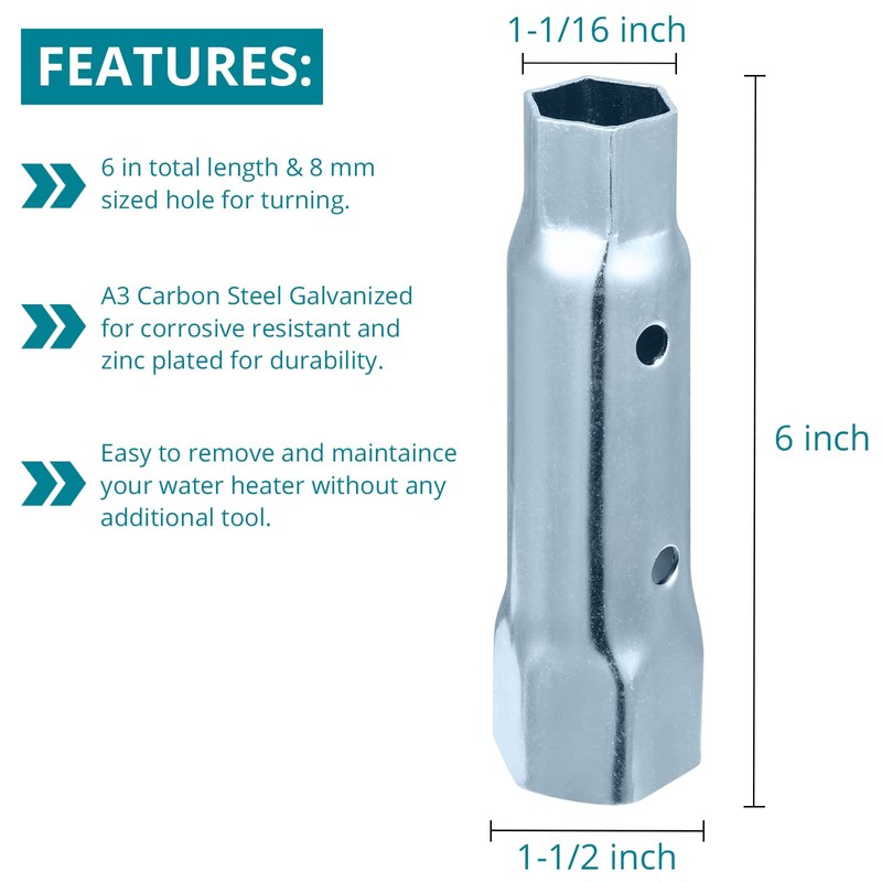 Ramkle Dual Hex Wrench Removal Tool for Anode Rod and