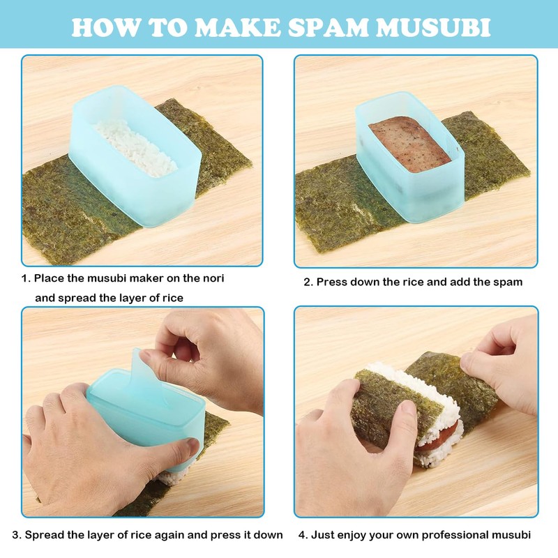Spam Musubi Mold, 4 Pcs Musubi Maker Kit Spam Slicer