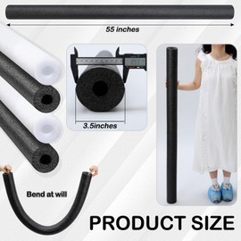 Hanaive 2 Pack 55 Inch x 3.5 Inch Jumbo Pool Noodles Floating Pool Noodles Foam Tube Extra Large Hollow Swim Noodles Floats Heavy Duty for Adults Swimming Craft Projects(Black, White)