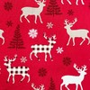 Christmas Fabric Red & Cream Reindeer Design - Red Background