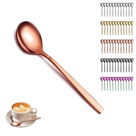 Berglander Rose Gold Teaspoons Set of 12, Titanium Copper Plated Stainless Steel Coffee Spoons, Small Dessert Spoon, Ideal for Home, Restaurant, Hotel, Wedding, Party, Dishwasher Safe