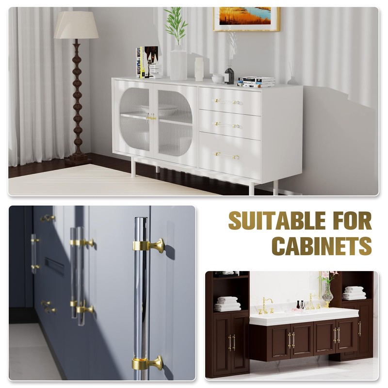 CEYMIO Cabinets Handles Crystal Kitchen Cabinet Knobs 6 Pack Dresser