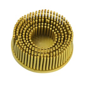 sourcing map Bristle Disc 2" 80 Grit R-Type Abrasive Brush Coarse Bristle Disc Deburring Electric Disc Brush Attachment Abrasive Coating Removal Disc for Metal, Yellow