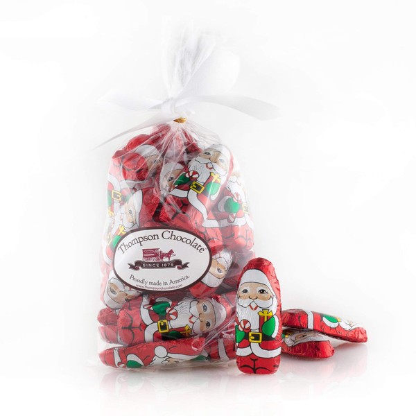 8 oz Christmas Chocolate Santa Wrapped In Colorful Italian Foil Designs - 25 pieces Thompson Premium Milk Chocolate