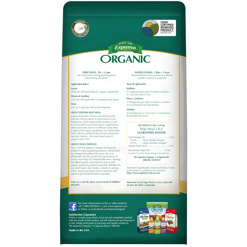 Espoma Organic Kelp Meal 1-0-2 Plant Food and Soil Conditioner;