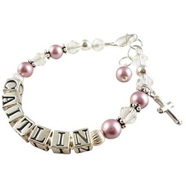 Powder Rose and Crystal Cross Bracelet
