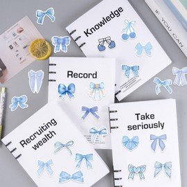 Blue Bow Stickers 50 Pack Laptop Stickers,Bowknot Stickers for Water Bottles Skateboard Scrapbook Bike Computer,Phone,-Graffiti Stickers Pack for Teens Girls Kids