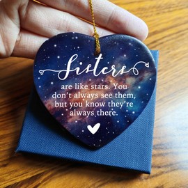 Sisters Are Like Stars Keepsake Gift, Christmas Ornament for Sister, Christmas Gift for Soul Sister, Besties Ceramic Ornament, Xmas Soul Sister Gifts, With Gift Box