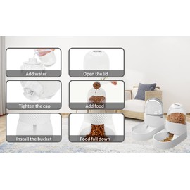 NKECOBJI Automatic Pet Feeder and Pet Water Food Dispenser Set, Automatic Cat Dog Feeder and Food Water Dispenser,Gravity Refill&BPA-Free for Small Medium Dog Pets Puppy Kitten(1Gallon)