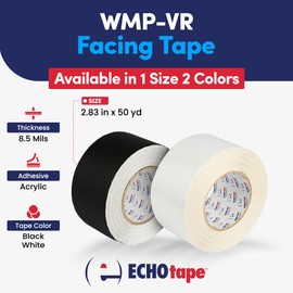 ECHOtape FS-G7731 | All Weather Lamtec WMP-VR Facing Tape | Metal Building Insulation Tape | Black Seam and Repair Tape | Cold Weather Acrylic Adhesive | Contractor Tape | 2.83 in x 50 yds