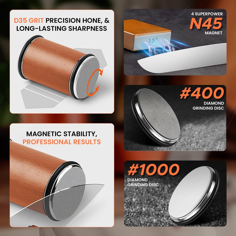 Rolling Knife Sharpener – Kitchen Knife Sharpener with Diamond Grinding