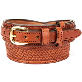 Yoder Leather Company Men's English Bridle Basketweave Ranger Belt (Size 36", Medium Brown)