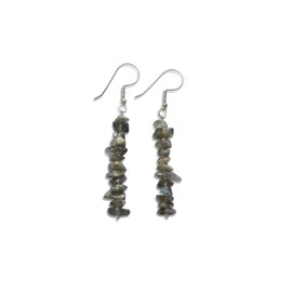 Labradorite Drop Earrings, Natural, Clumps, 5-8 mm, 925 Silver, Sterling Silver labradorite Sterling silver, Labradorite
