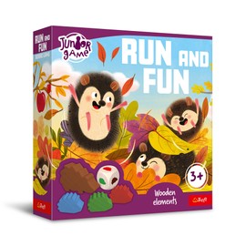 Trefl - Run and Fun, Junior Game - Board Game for Toddlers, Two Variations, Wooden Hedgehog, Large Elements, Simple Rules, Beautiful Illustrations, Learning by Playing, Game for Children from 3 Years