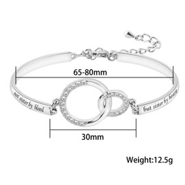 LSxAB Not Sister By Blood But Sister By Heart Cuff Bangle Silver Tone Bracelet for Best Friend BFF Friendship Bracelets