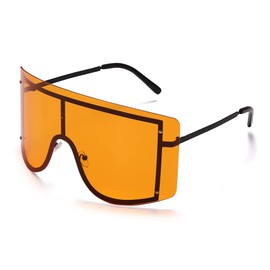 Crazy Feng Oversized Sunglasses for Women, Trendy Retro Square Glasses, Rimless UV Protection Shield, Outdoor Eyewear Fashion Shade