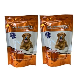 Aloha Medicinals - K9 Immunity Plus - Potent Immune Booster for Dogs 30-70 lbs - Certified Organic – Mushroom Enhanced Supplement - Veterinarian Recommended Dog Health Supplement - 60 Chews 2 Pack