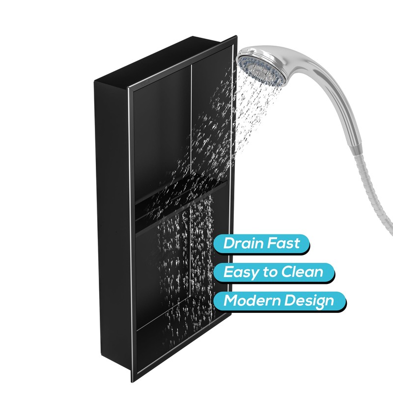 Qeke Stainless Steel Shower Niche 24" X 12", No Tile